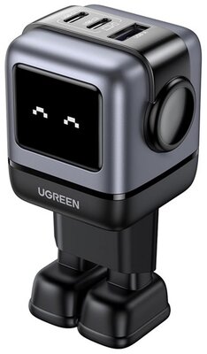 UGREEN NEXODE RG hálózati töltő USB+2 Type-C aljzat (65W, GaN, gyorstöltő, LED kijelző) SÖTÉTSZÜRKE