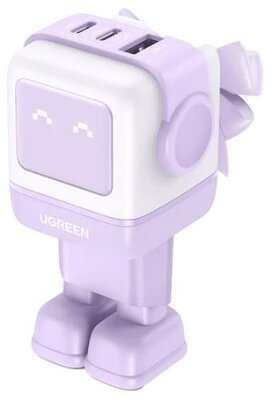 UGREEN hálózati töltő Uno robot, RG, 65W, 3 Port, GaN, rózsaszín, lila