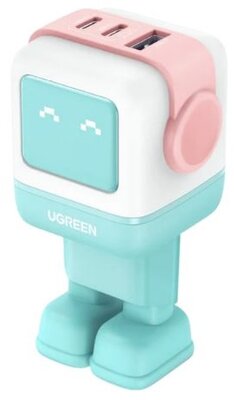 UGREEN hálózati töltő Uno robot, RG, 65W, 3 Port, GaN, rózsaszín, pink
