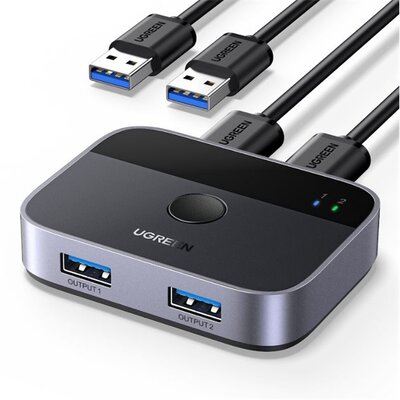 UGREEN KMP Switch USB 3.0, 2 port, 2x2, 2 USB-A bemenet 2 USB-A kimenet, 5Gbps, szürke