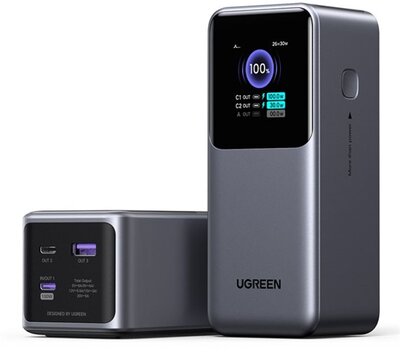 UGREEN Power Bank hordozható töltő, Nexode Power Bank, 20000mAh, 130W, Okos Digitális kijelzés, szürke