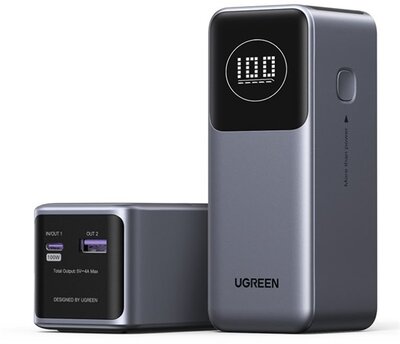 UGREEN Power Bank hordozható töltő, Nexode Power Bank, 12000mAh, 100W, Okos Digitális kijelzés, szürke