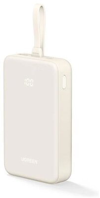 UGREEN Power Bank hordozható töltő, 20000mAh, beépített kábelllel, fehér