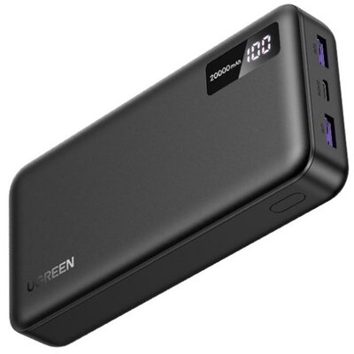 UGREEN Power Bank hordozható töltő, kétirányú, 20000mAh, 22,5W, USB-C, USB-A, fekete
