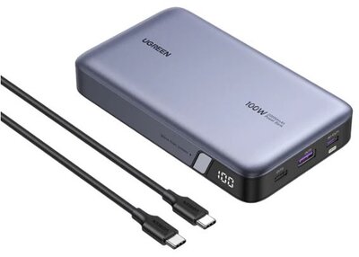 UGREEN Power Bank hordozható töltő 20000mAh, Nexode, 3 eszköz egyidejű töltése, 100W. 2x USB-A, 1x USB-C, szürke
