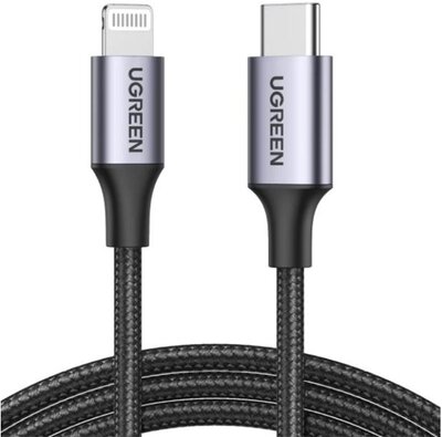 UGREEN kábel USB-C - Lightning, PD, Fast Charging , 3A, 480 Mbps, 1m, fekete