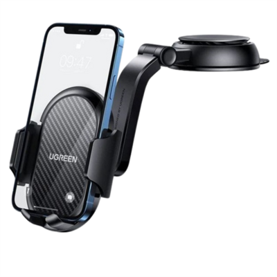 UGREEN Autós telefon tartó 4,7" - 7,2" tapadókorongos, vízesés alakú, 360°-ban elforgatható, fekete