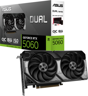 ASUS Video Card NVidia Dual GeForce RTX 5060 OC Edition 8GB GDDR7 (DUAL-RTX5060-O8G) VGA, PCIe 5.0, 1xHDMI 2.1b, 3xDisplayPort 2.1b