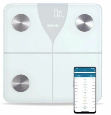 Salente SlimFit, személyi diagnosztikai fitnesz mérleg, Bluetooth, fehér