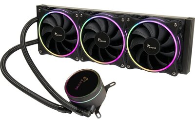 ARGUS Gamer CPU hűtő, Vízhűtés, 3 ventilátor, AIO, Gamer, INTEL és AMD processzorokhoz, ARGB világítással