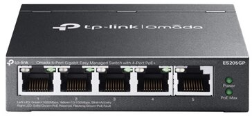 TP-LINK OMADA Switch 5x1000Mbps (1xPOE + 4xPOE+) Fémházas Easy Smart, ES205GP