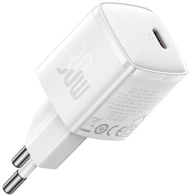 BASEUS CUBE PRO hálózati töltő Type-C aljzat (30W, GaN5, PD gyorstöltő) FEHÉR