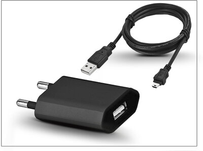 Univerzális USB hálózati töltő adapter és micro USB töltőkábel (5V/1A) Fekete