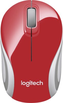 Logitech Mini Mouse M187 Vezeték nélküli Optikai egér - Piros