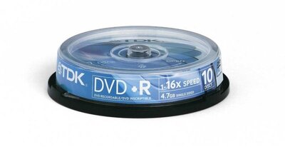 TDK DVD+R 4.7GB 16x, hengeren, H/10 bulk