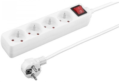 TITANUM Power Strip | 4 Sockets | Switch |Security | Cable 1.5 m | TL125 | White