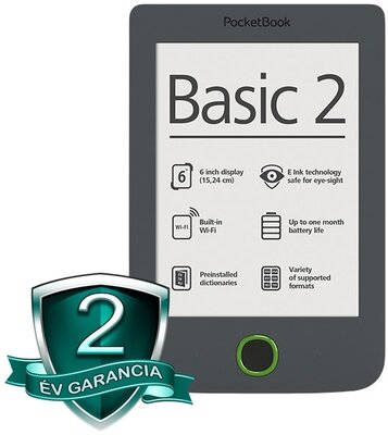 PocketBook Basic 2 E-book - Szürke (PB614-Y-WW)