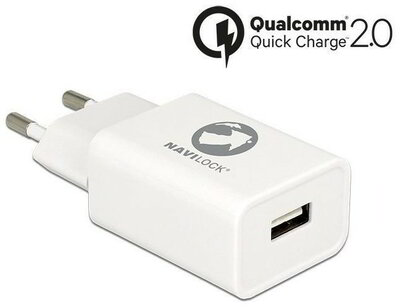 Delock 62677 Navilock Qualcomm Quick Charge 2.0 USB gyorstöltő - Fehér