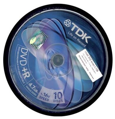 TDK DVD+R írható DVD lemez, 4.7GB, 16x (10db/csomag) CakeBox