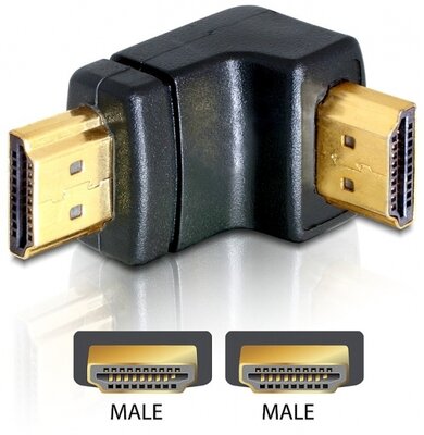 Delock 65073 HDMI apa > HDMI apa 90° lefelé hajlított adapter