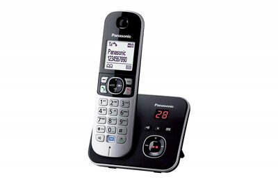 Panasonic KX-TG6821PDB DECT fehér háttérvil. kihang. üzenetrögzítős hívóazonosítós fekete telefon