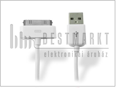 Apple iPhone 3G/3GS/4/4S/iPad/iPad2/iPad3 USB adat- és töltőkábel - 100 cm-es vezetékkel - fehér - utángyártott