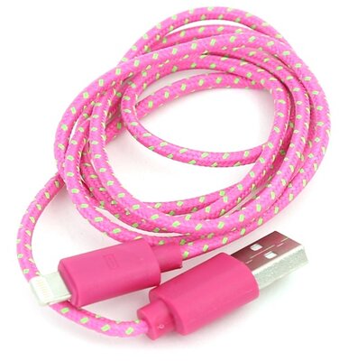 OMEGA iPhone USB kábel 1.0m Rózsaszín/Zöld