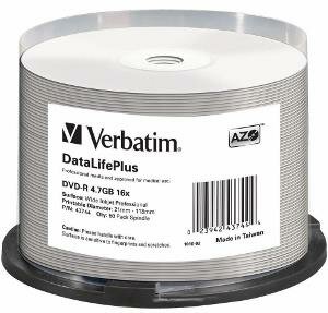 Verbatim 43744 DataLifePlus DVD-R Nyomtatható DVD lemez Hengerdoboz 50db