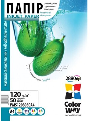 ColorWay Fotópapír , öntapadó (matt), 120g, A4, 50 lap