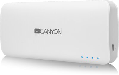 CANYON CNE-CPB100 - hordozható akku, vésztöltő, PowerBank intelligens töltésjelzéssel. 10000mAh kapacitás, USB (5V/2A) kimenet. Fehér.