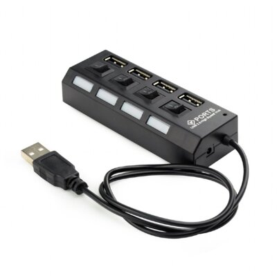 Gembird UHB-U2P4-02 USB 2.0 HUB Kapcsolóval (4 port) Fekete