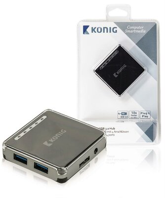König CSU3H4P100BL USB 3.0 HUB (4 port) Szürke