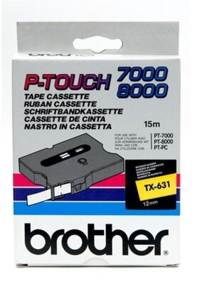 Brother TX-631 12mm Címkéző szalag - Sárga alapon fekete