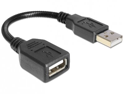 Delock USB 2.0 hosszabbító kábel,  A/A flexibilis kábellel, 16 cm