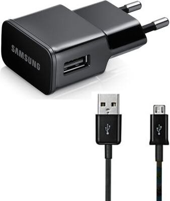 Samsung ETA-U90EB hálózati töltő adapter + ECB-DU4EBE microUSB kábel, 5V/2A, fekete, gyári csomagolás nélkül