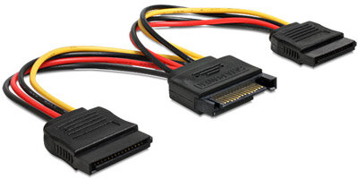 Delock Cable Power SATA 15pin > 2x SATA HDD – straight