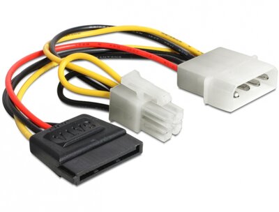 Delock tápkábel Molex 4 pinen apa > SATA 15 pines anya + P4 apa