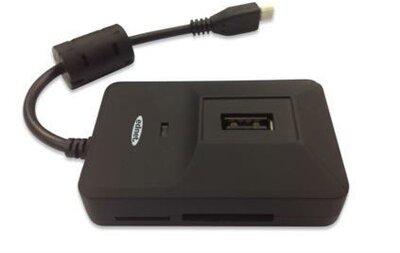 Ednet OTG USB 2.0 Hub & Kártyaolvasó, okostelefonhoz és tablethez Fekete