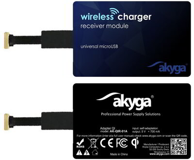 Akyga AK-QIR-01A Indukciós töltő adapter microUSB (5V / 1A)