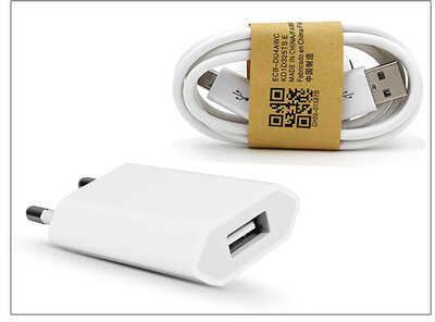 Haffner Univerzális USB hálózati töltő adapter és micro USB adatkábel (5V/1A) Fehér