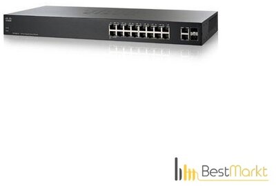 Cisco SG200-18 16 LAN 10/100/1000Mbps, 2 miniGBIC Smart menedzselhető rack switch