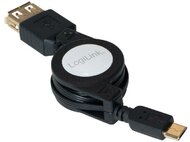 LogiLink AA0069 USB 2.0 visszacsévélődő adat- és töltőkábel 0.75m - Fekete