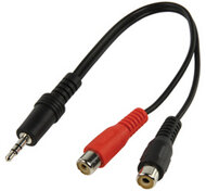 VALUE Kábel Audio 3,5mm Jack - 2xRCA M/F 0,2m