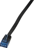 LogiLink CAT5e UTP Flat Patch Cable, AWG 30, blue colour RJ45 short plug, black, 0,25M