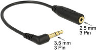 Delock 65675 Stereo jack 3.5 mm 3 tű apa 90° - Stereo jack 2.5 mm 3 tű anya Kábel