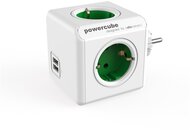 Powercube 1202GN/DEOUPC Hálózati elosztó USB aljzattal - Zöld/Fehér