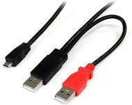 Startech USB Y / HDD HARD DRIVE USB A - MICRO B 0.9m adatkábel - Fekete/piros