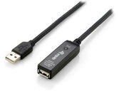 Equip USB 2.0 hosszabbító kábel, A/A M/F, 5m aktív, fekete