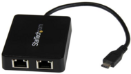 Startech US1GC301AU2R USB-C apa - 2x Ethernet anya adapter - Fekete