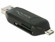 Delock 91734 Micro USB OTG-kártyaolvasó + USB 3.0 A-csatlakozódugóval - Fekete